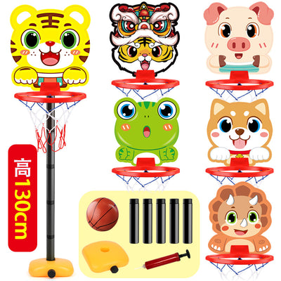 Free shipping cartoon basketball hoop set - indoor kids' basketball goal with adjustable height - wholesale sports toys
