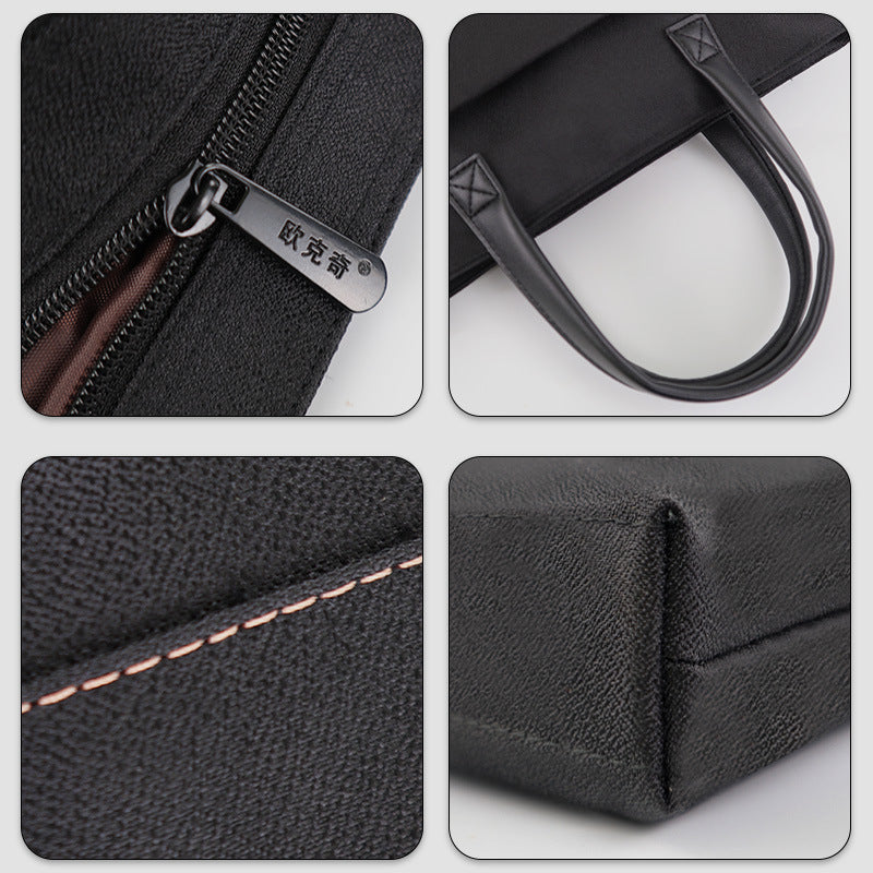 Large capacity satchel document bag double layer zipper bag office bag conference bag business briefcase oxford cloth document bag