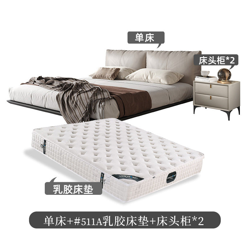 Genuine leather suspended bed accessible luxury modern double bed master bedroom classyelegant 1.8m wabi-sabi style upholstered leather bed personalized