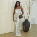 European and american women's clothing  autumn new collection: sweet and fresh bandeau polka dot bodycon maxi dress