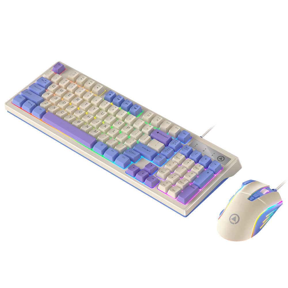 Silver sculpt km800 custom gaming keyboard and mouse combo - colorful wired illuminated desktop pc accessories - 98 keys