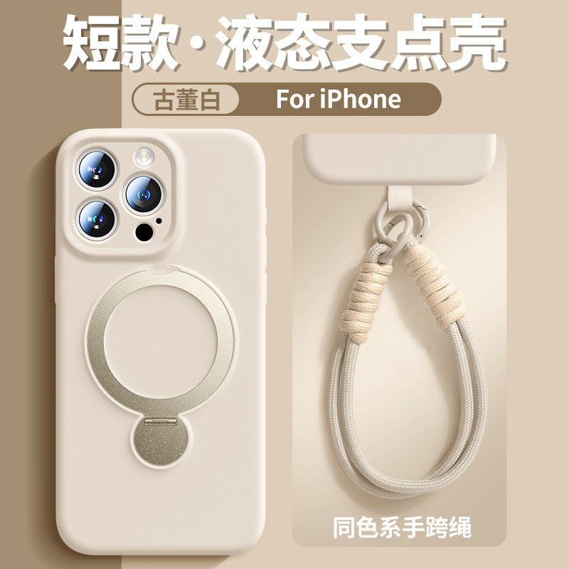 Rotating magnetic stand compatible iphone 17 pro precision cut liquid silicone phone case with lanyard, apple 13 protective cover