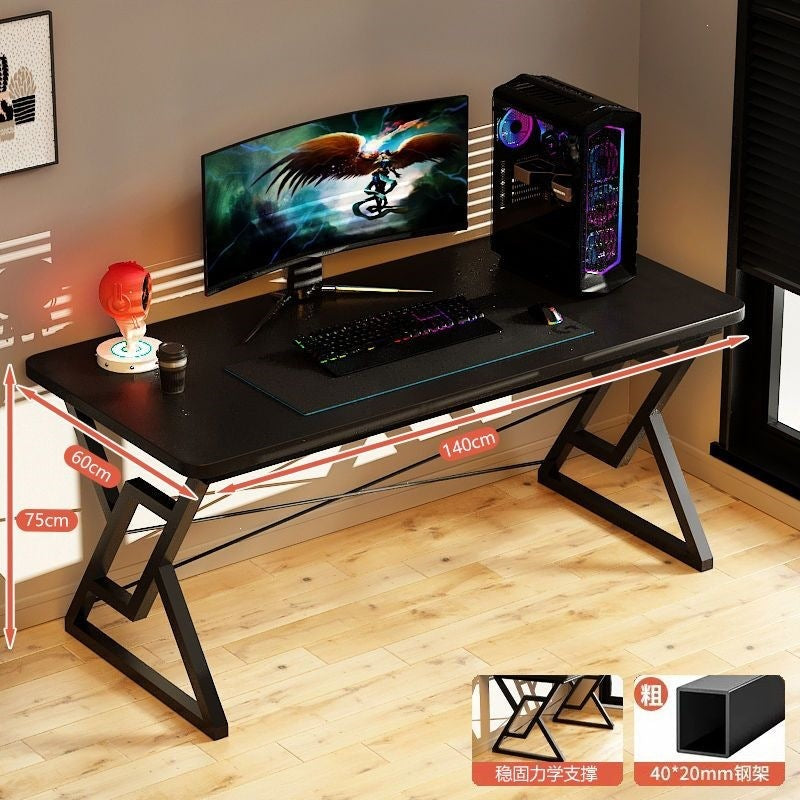 Desk, bedroom, gaming desk, study/writing desk, computer desk with cable management, wide desktop, thickened and reinforced table