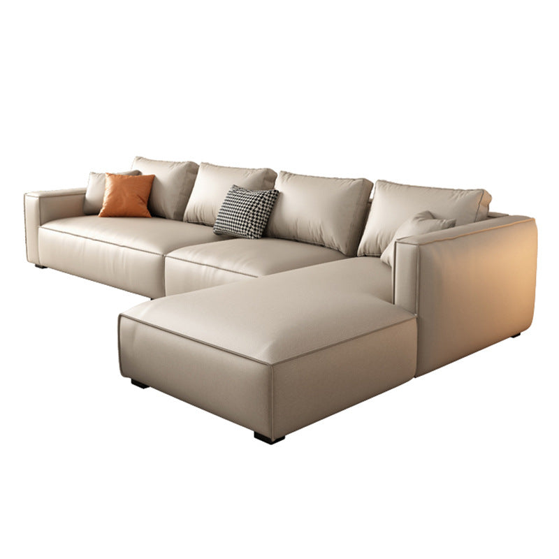 Modern minimalist small apartment "tofu block" genuine leather sofa, tech fabric straight-row down living room fabric sofa wholesale