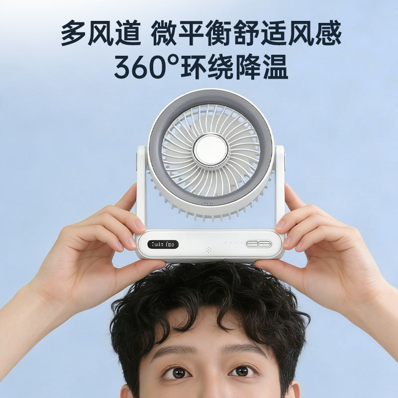 desktop usb mini fan with long battery life, voice timing, electric fan, strong wind, household circulation fan