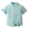 Inner wear cross-border children's clothing kids candy color shirt spring boys shirt medium and large children stand collar boys shirt long sleeves