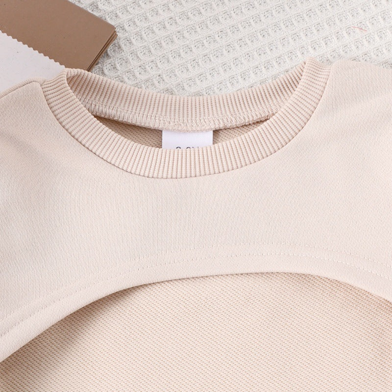 Children's clothing apricot sweatshirt+losangeles vest+pleated skirt new arrival cross-border