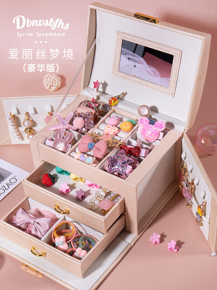 Princess-style hair accessories, hair clips, headbands, high-end storage jewelry box, children's cartoon hair ornaments gift box, wholesale for women