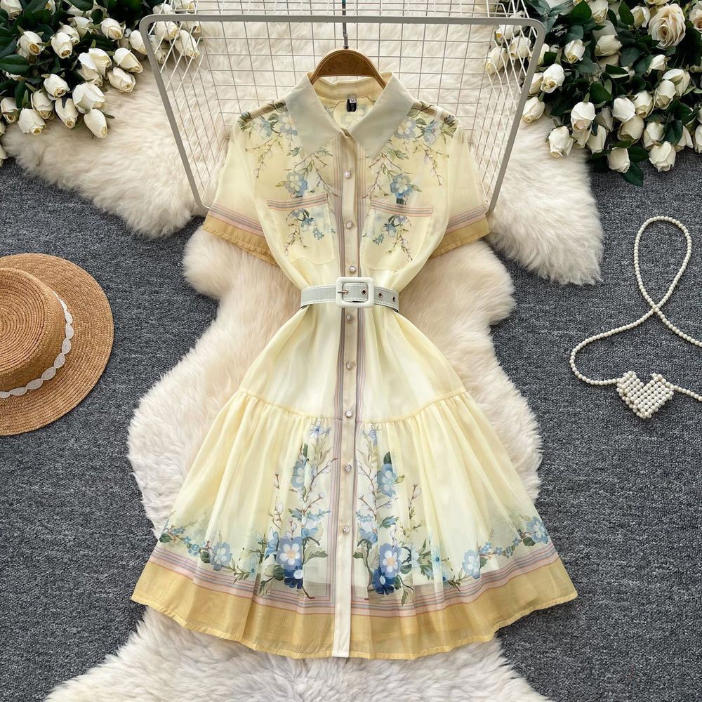 summer new arrival: korean style printed a-line dress - slim fit, waist-defining, elegant, and perfect for work or vacation