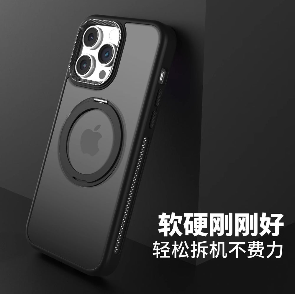 Rotating magnetic stand compatible apple 16 pro max phone case, iphone 14 matte cooling, 15 drop-proof full coverage
