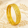Vintage twisted rope gold-plated bangle - southeast asian & middle eastern wedding style, fine gold bracelet - live stream source, wholesale from manufacturer