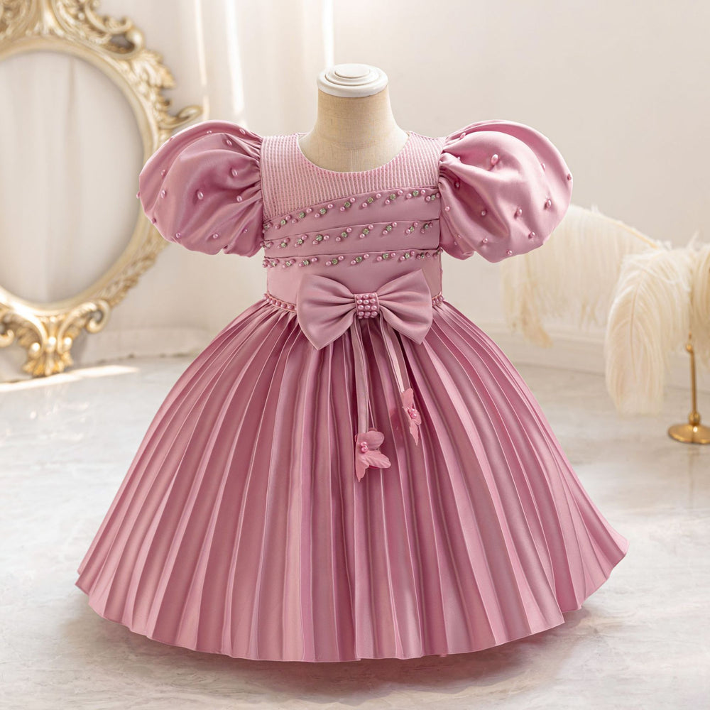 Export ready-made girl evening dress section cloth puff sleeve princess dress one year old dress flower girl