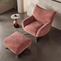 Rotating petal sofa chair, top-grain leather leisure chair, adjustable backrest for balcony, pink designer living room high-end furniture