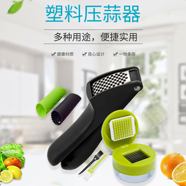 Cross-border hot-selling plastic garlic puree set, household kitchen supplies, garlic press, small garlic pounding tool, garlic puree