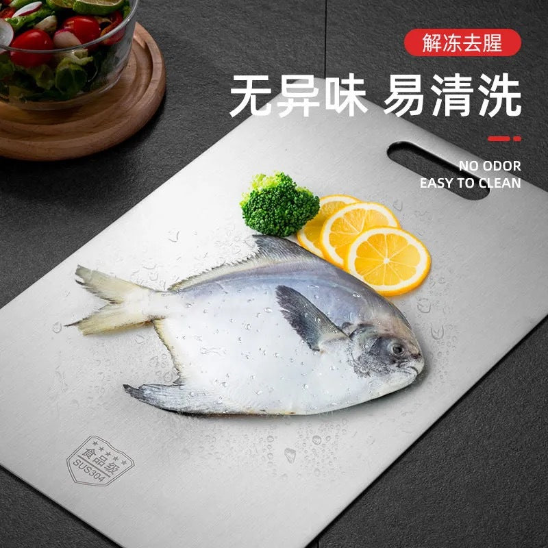 316 stainless steel thickened antibacterial and anti-mold double-sided 304 cutting board - household kitchen fruit chopping board, large rolling board