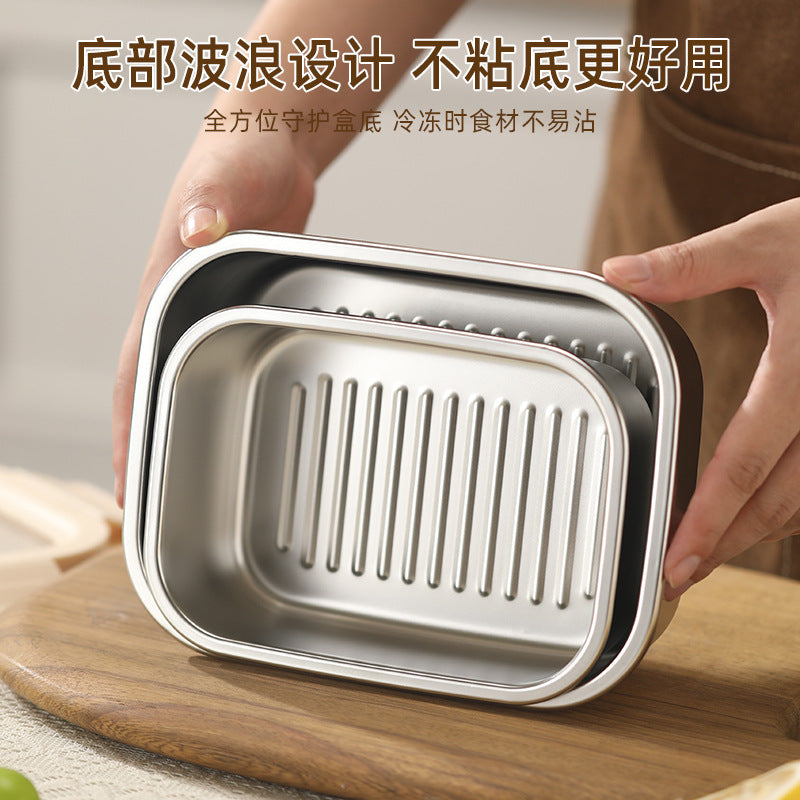 304 stainless steel rectangular lunch box with lid - food container for picnics, bento boxes, and refrigerator storage