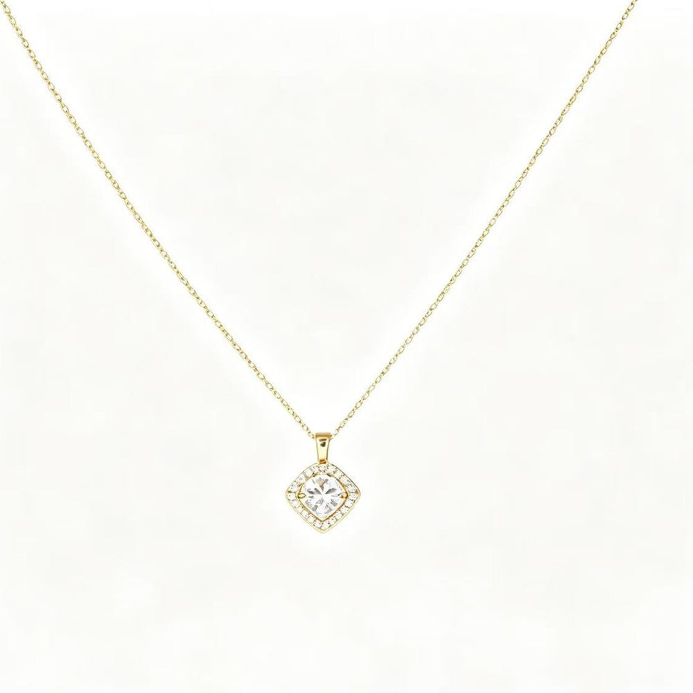 new style accessible luxury inlaid six-claw zircon copper zircon 14k gold necklace female golden elegant clavicle chain heart