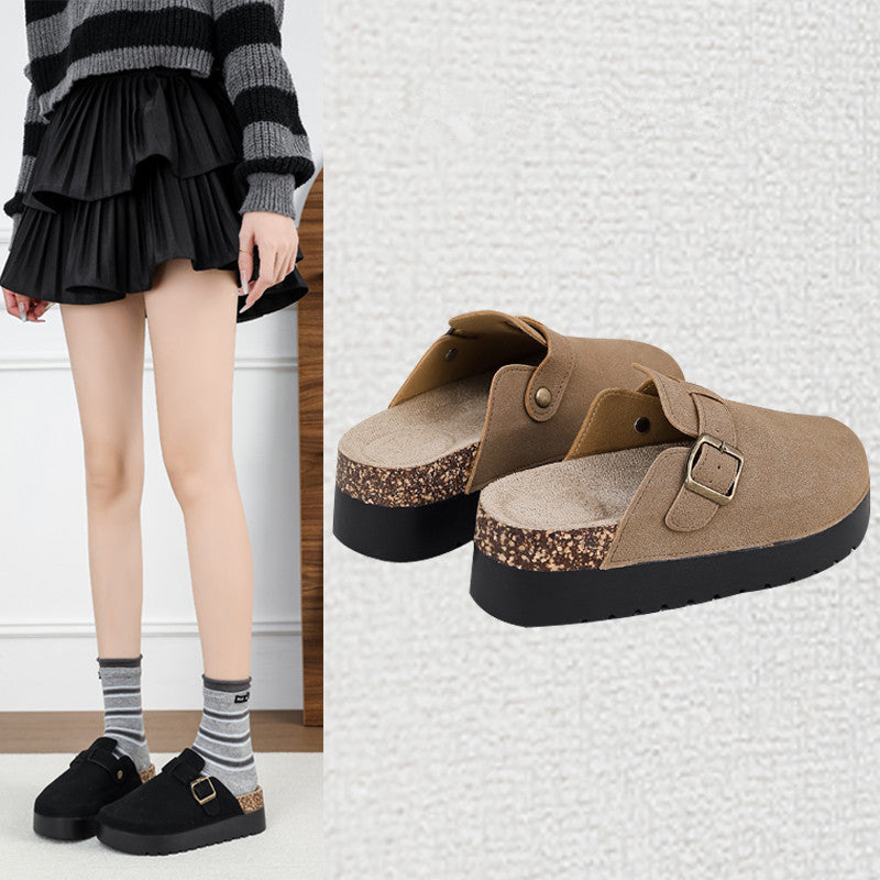birkenstock slippers toe-cap half-slippers 2025 new spring & fall women's shoes slip-on retro wading pine outer wear wholesale