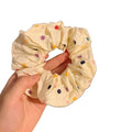 Sweet fabric floral treaded edge large intestine ring hair rope japanese style cute girl preppy style k-style headband rubber band