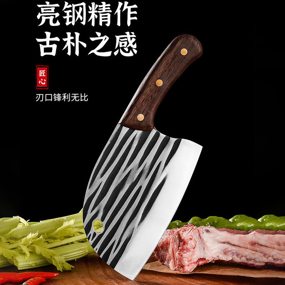 Longquan kitchen knife for home knife kitchen forged cutting dual-purpose round head sharp bone chopping knife commercial fish killing knife stainless steel