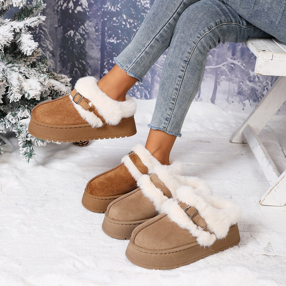 Wholesale women's winter new fashion shearling warm snow boots - slip-on, comfortable, lightweight, thick-soled ankle boots