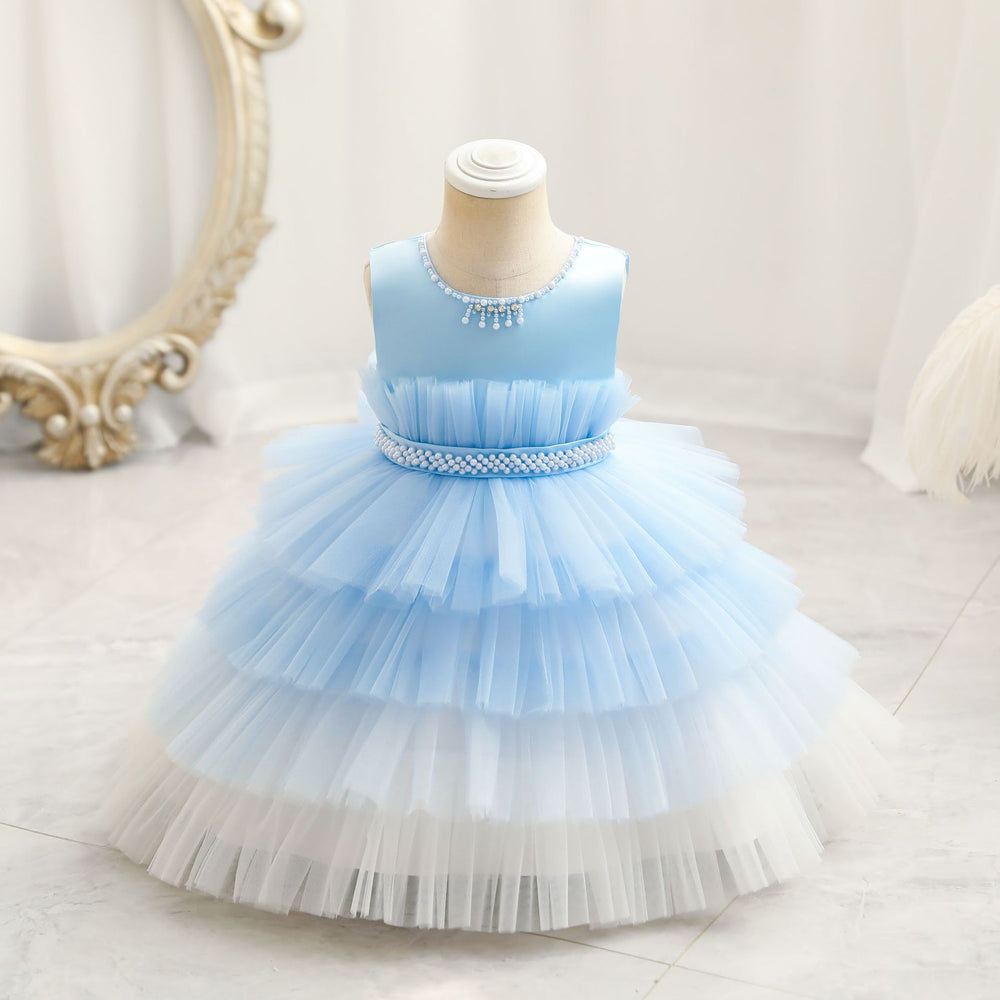 Export kids dress red bead chain princess dress female doll children's day chorus performance skirt kids dress