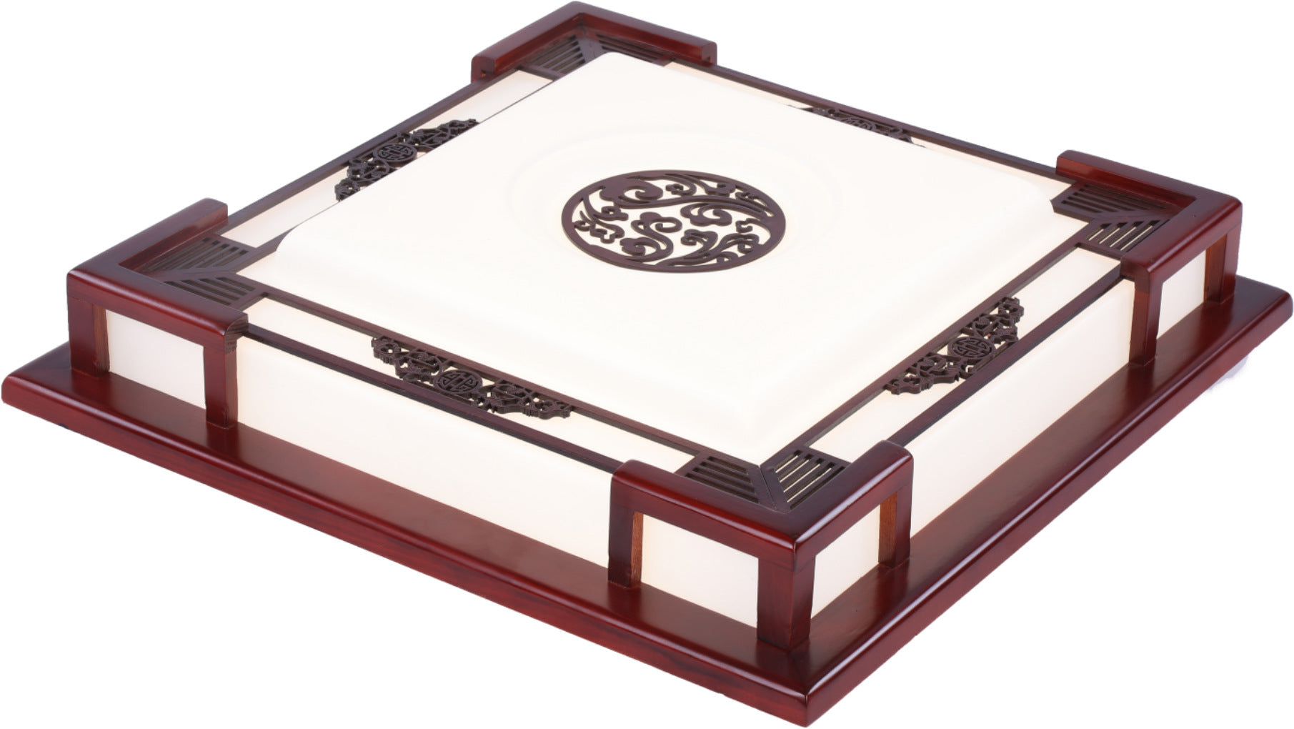 Chinese bedroom ceiling lamp square solid wood antique classic led sheepskin lamp round bedroom dining room Chinese style lighting