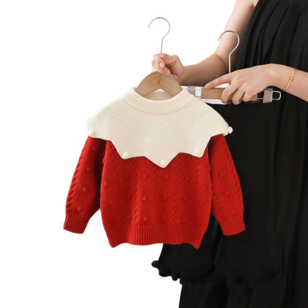Girls' knit sweater set  autumn/winter: baby & toddler doll collar bow top with leggings
