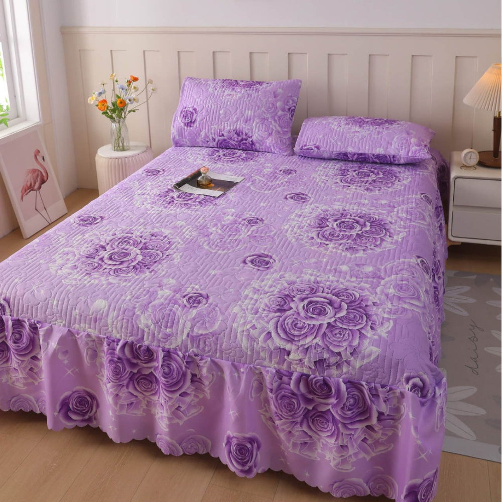 2026 amazon quilted bed skirt bedspread heightened double anti-static breathable mattress simmons bedspread three-piece set