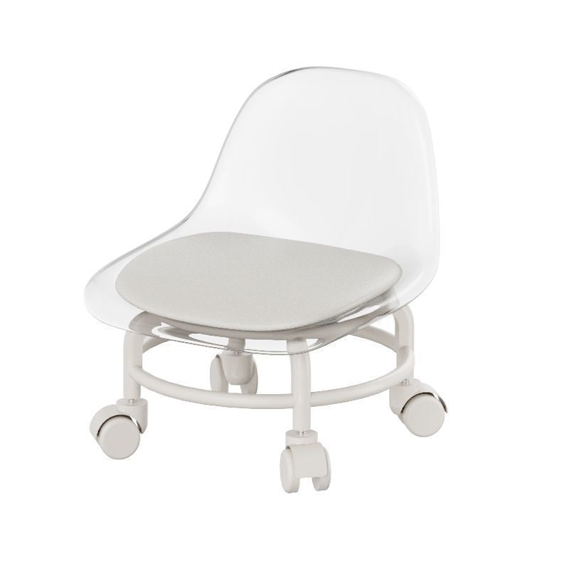 Influencer-approved rolling stool: the perfect low seat for baby care, featuring acrylic transparent design for toddlers learning to walk