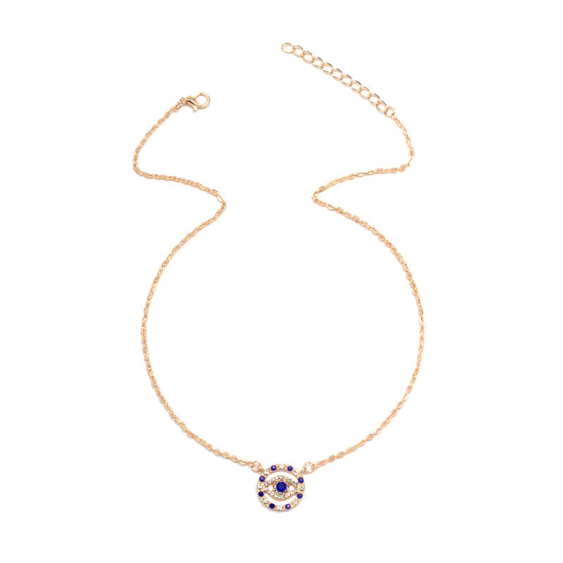 Wish new cross-border e-commerce jewelry full diamond devil's eye necklace fashion gold-plated clavicle chain pendant for women wholesale