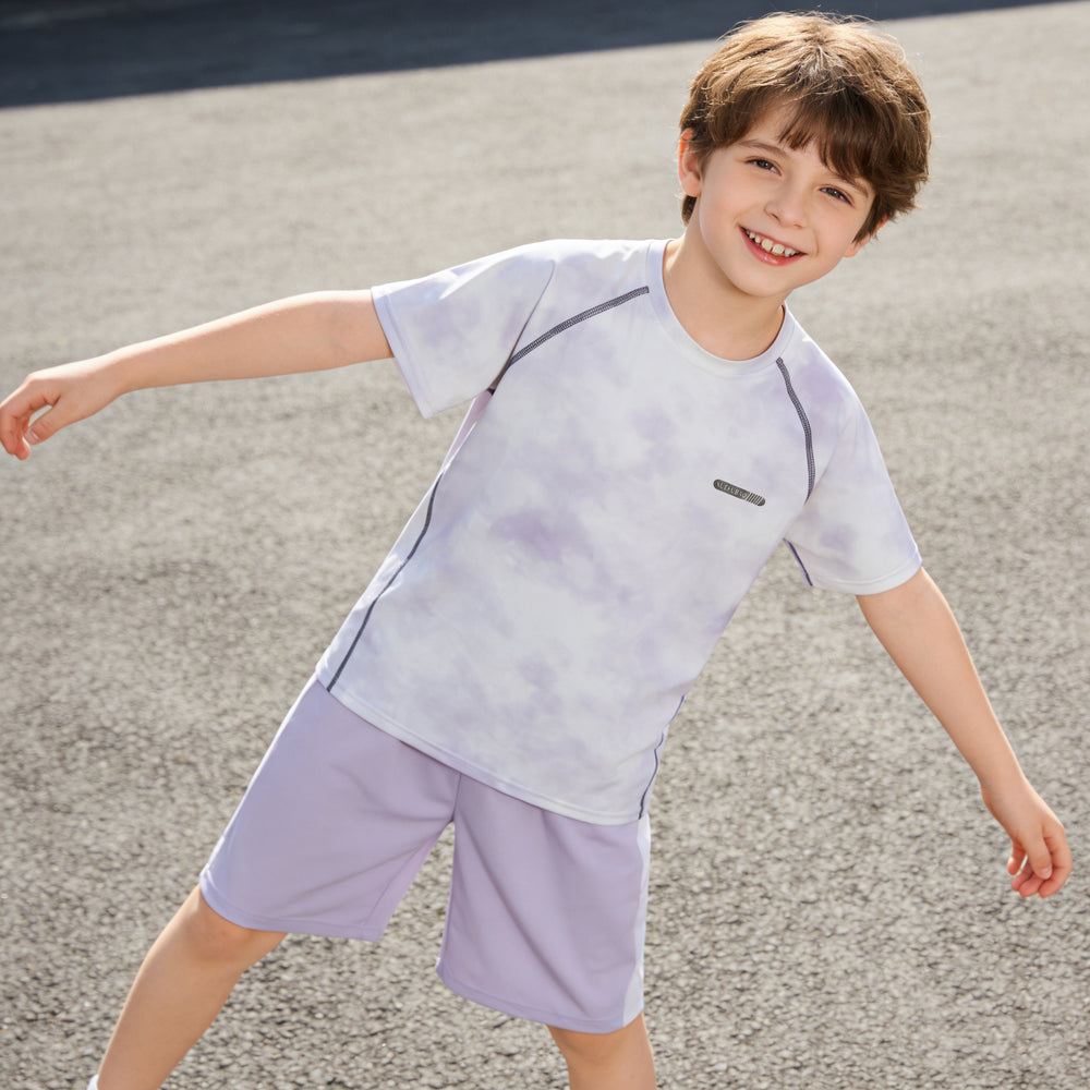Kids'  summer outfit set: ice silk short-sleeve t-shirt and shorts - quick-dry two-piece tracksuit for youth basketball