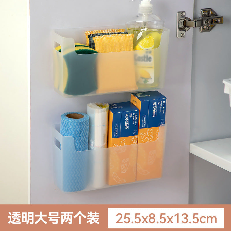 Kitchen cabinets, plastic wrap storage boxes, plastic sundries, non-punching wall-mounted storage boxes, multifunctional bathroom storage boxes