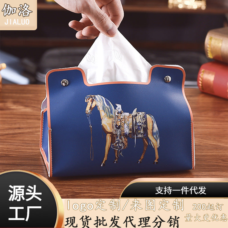 Retro Roman series furniture tissue box desktop bedroom room coffee table paper box leather car universal storage