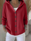 fashion autumn winternew arrivalhoodedknittingcardigan women's pure colorcasualfashionsweateroutwear women