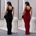 C7582 cross-border   fashion women's elegant waist-cinching backless sleeveless bodycon dress