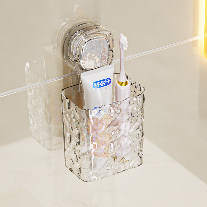 Comb storage rack bathroom sink razor suction cup hanging basket bathroom punch-free toothpaste toothbrush storage box