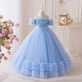 Girls' formal dress - premium princess style for international trade, elegant children's birthday gown, european and american off-shoulder tutu with sequins