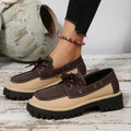 new arrival british style retro front tie backlow ankle flats women's export color matching rivets casualthick sole loafers