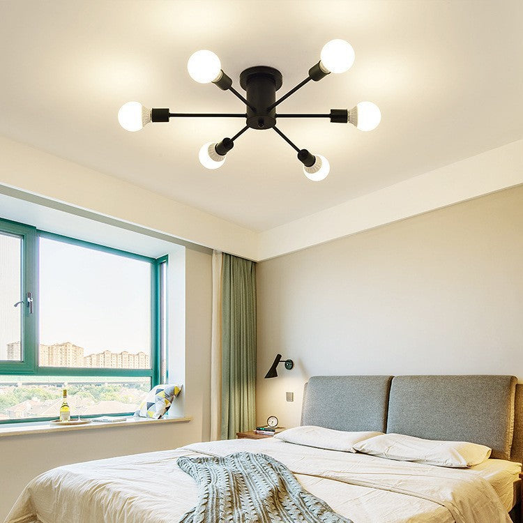 Creative personality Nordic wrought iron ceiling lamp Modern simple living room Dining room Study bedroom Multi-head molecular lamp