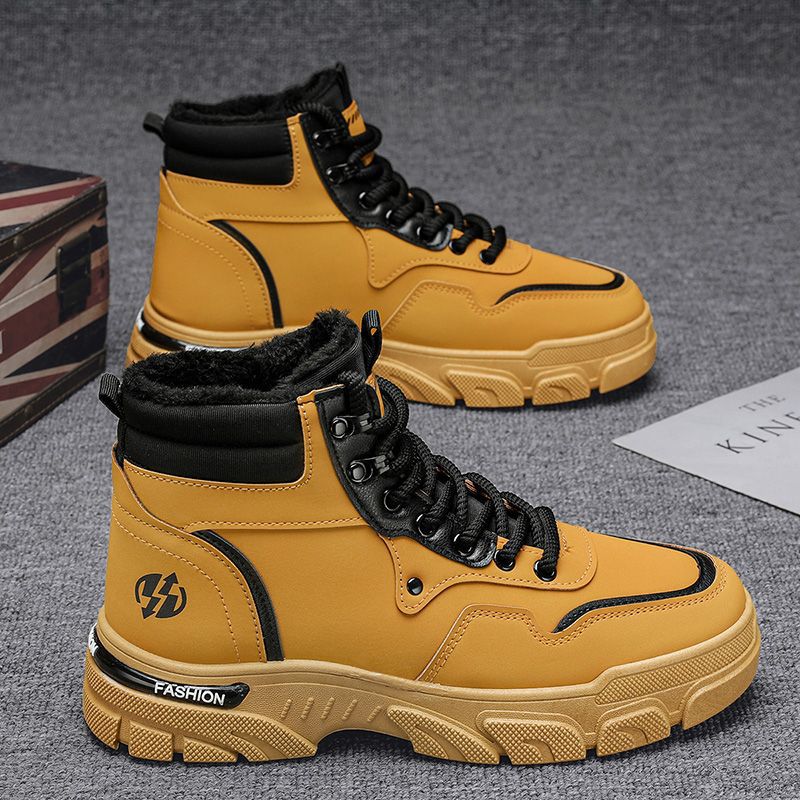 Men's snow boots: winter trendy martin boots, fleece-lined, extra thick, warm, fashionable, retro, anti-slip, wear-resistant, work boots for men