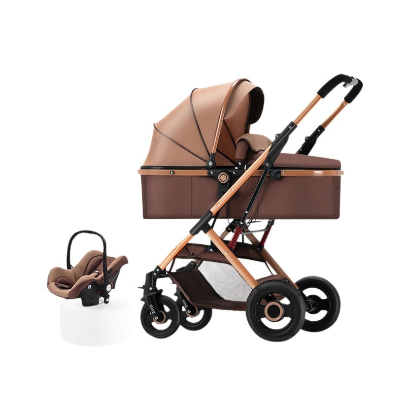 Wisesonle lightweight, foldable, portable baby stroller with basket, shock absorption, and safe seating/reclining options