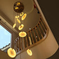 Spanish marble full copper chandelier cross-border accessible luxury duplex house stair lamp living room atrium rotate