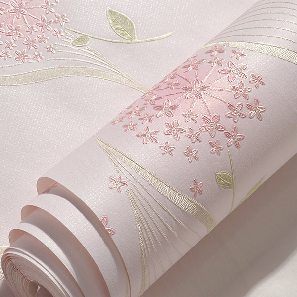 European romantic pastoral 3D three-dimensional non-woven fabric, fine-pressed self-adhesive wallpaper, bedroom, living room, TV background wall wall