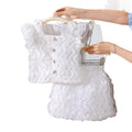 Children's clothing cross-border european and american girls beige flying sleeve tops skirt suit