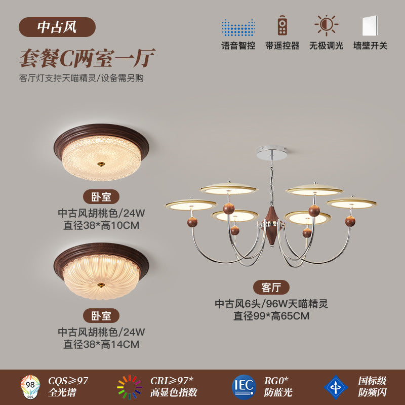 French medieval living room chandelier cream wind hall main light advanced sense net red star track lighting whole house package smart