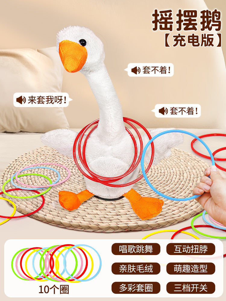Children's throwing ring toy set, big goose set, duck parent-child interactive indoor and outdoor ring set, kindergarten stall