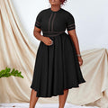 D385 african plus size women's clothing  summer new arrival elegant a-line maxi dress short sleeve export dress