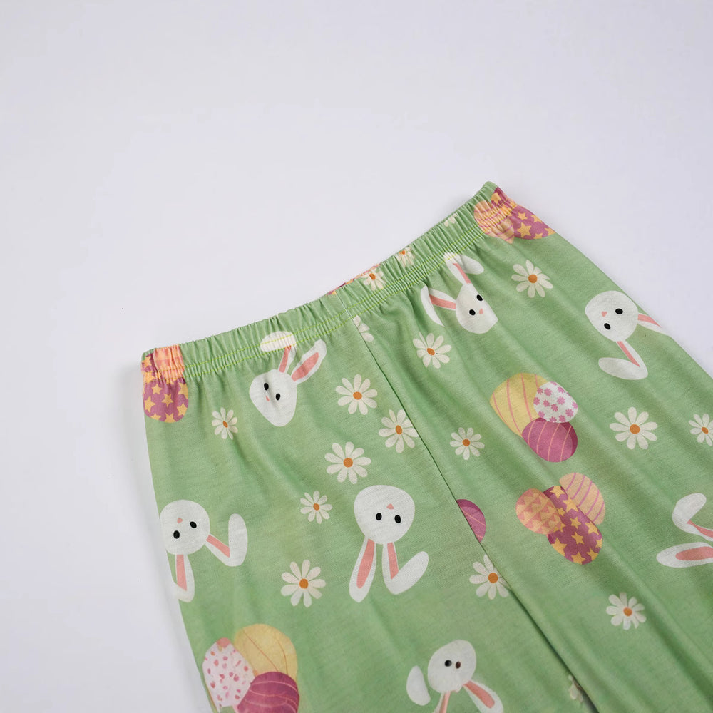 Flame-retardant fabric cross-border foreign trade summer girl home clothes full printed small fresh cute bunny 2-piece suit