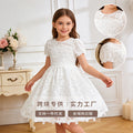 wholesale girls' dresses: lace-trimmed midi skirts, white minimalist style, children's clothing